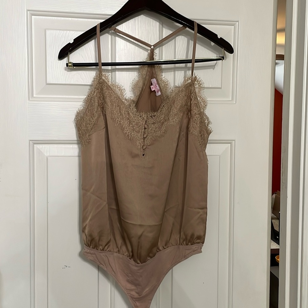 Silk and Lace Pink Lily Bodysuit